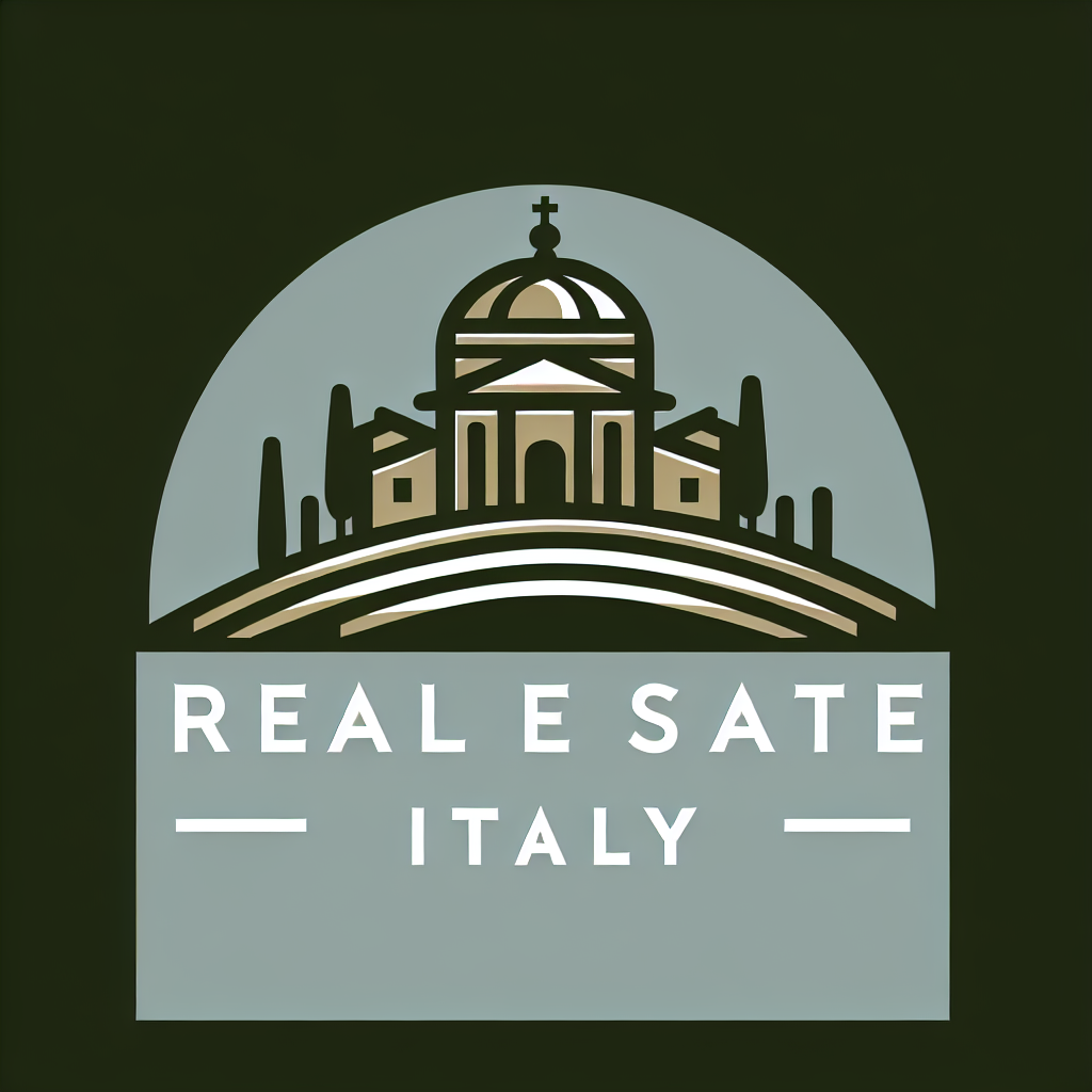 Crea un logo elegante e moderno per “Real Estate Italy” con un’icona che rappresenti una casa stilizzata o uno skyline italiano (ad esempio con cupola, torre o colline toscane). Usa una palette con toni di verde oliva, grigio e oro chiaro. Font leggibile e professionale, stile sobrio e affidabile.
